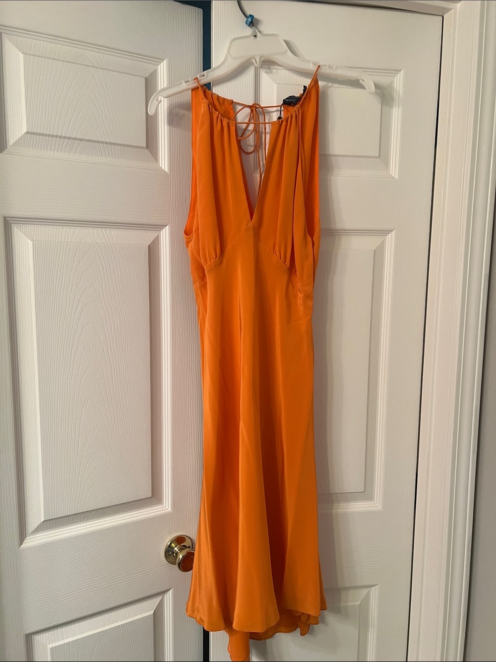 Ralph Lauren Orange Backless V-Neck Slip Dress